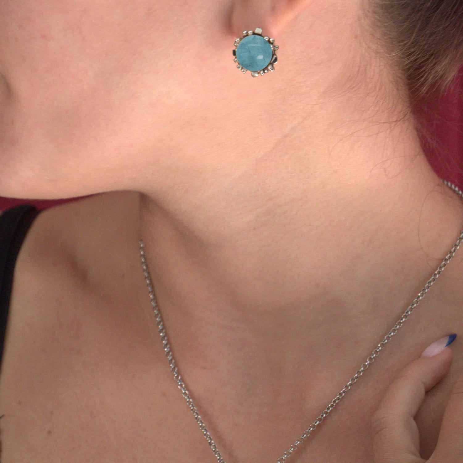 Ribes Earrings Gold Plated With Natural Amazonite