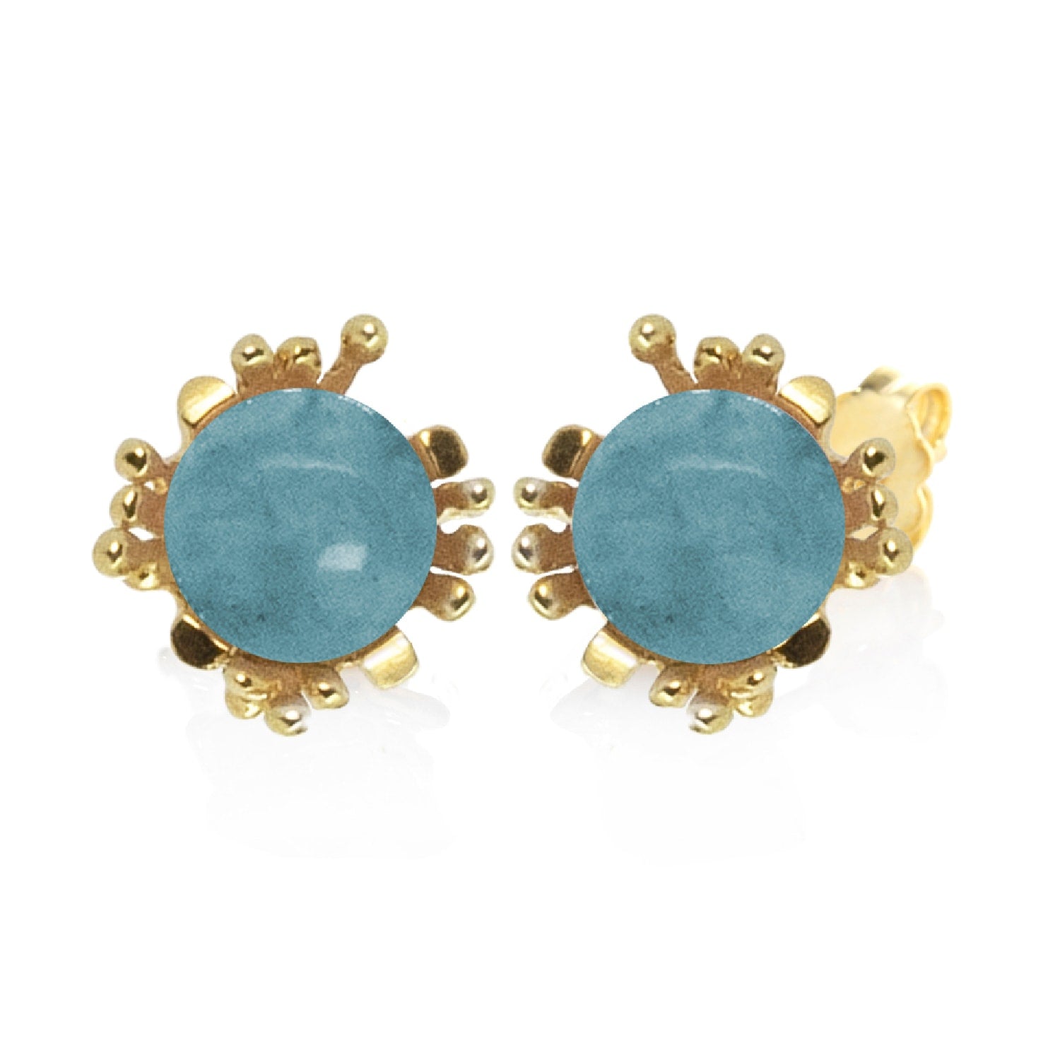 Ribes Earrings Gold Plated With Natural Amazonite