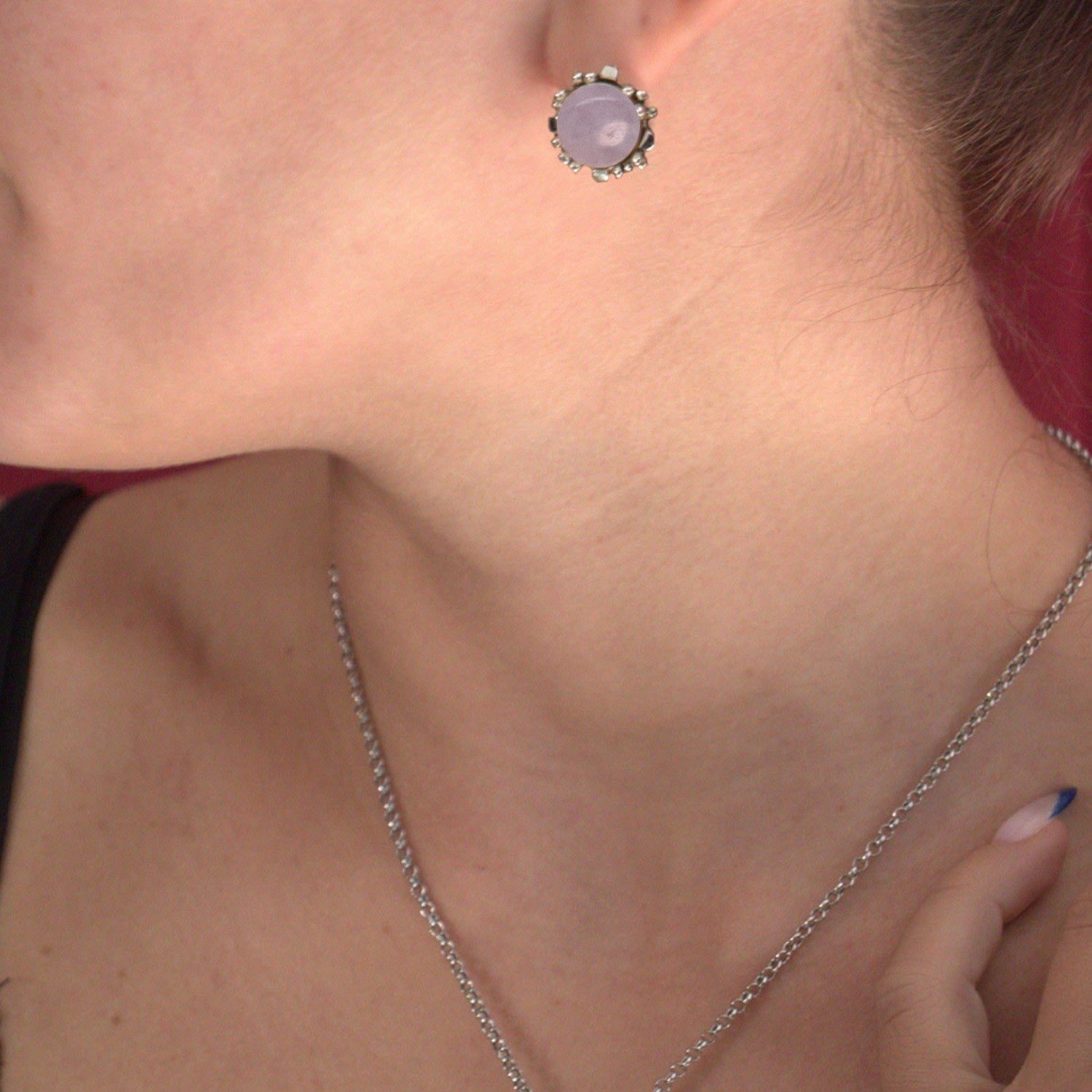 Ribes Earrings Silver With Natural Kunzinite