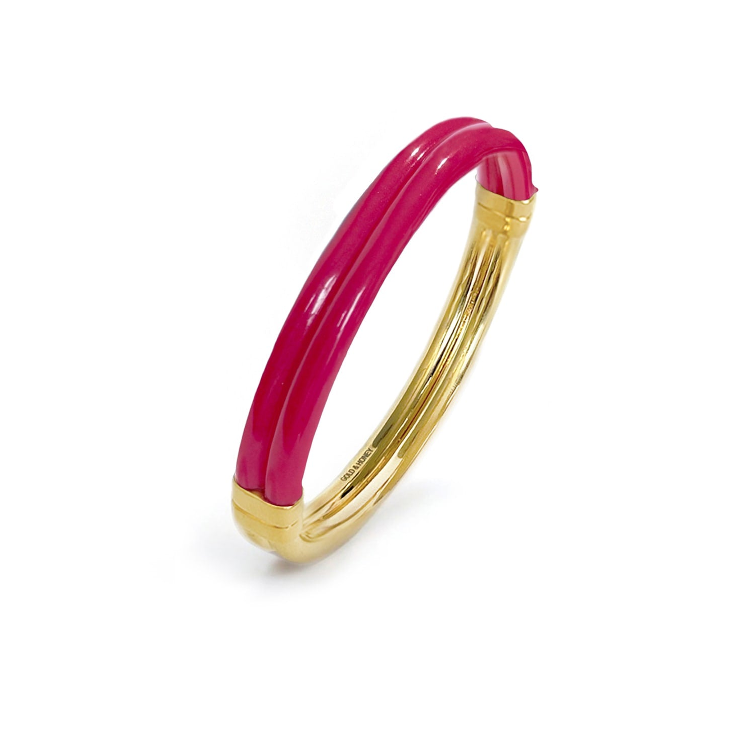 Ridge Lucite Hinge Bangle In Pink Flamingo