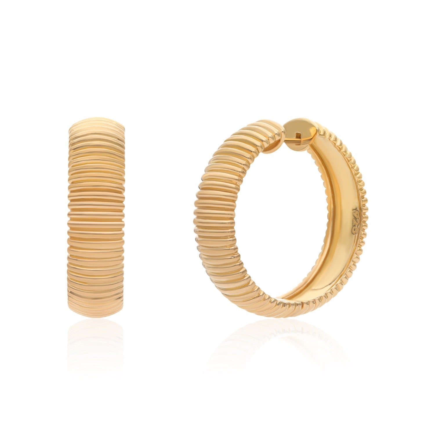 Ridged Dome Vermeil Hoops