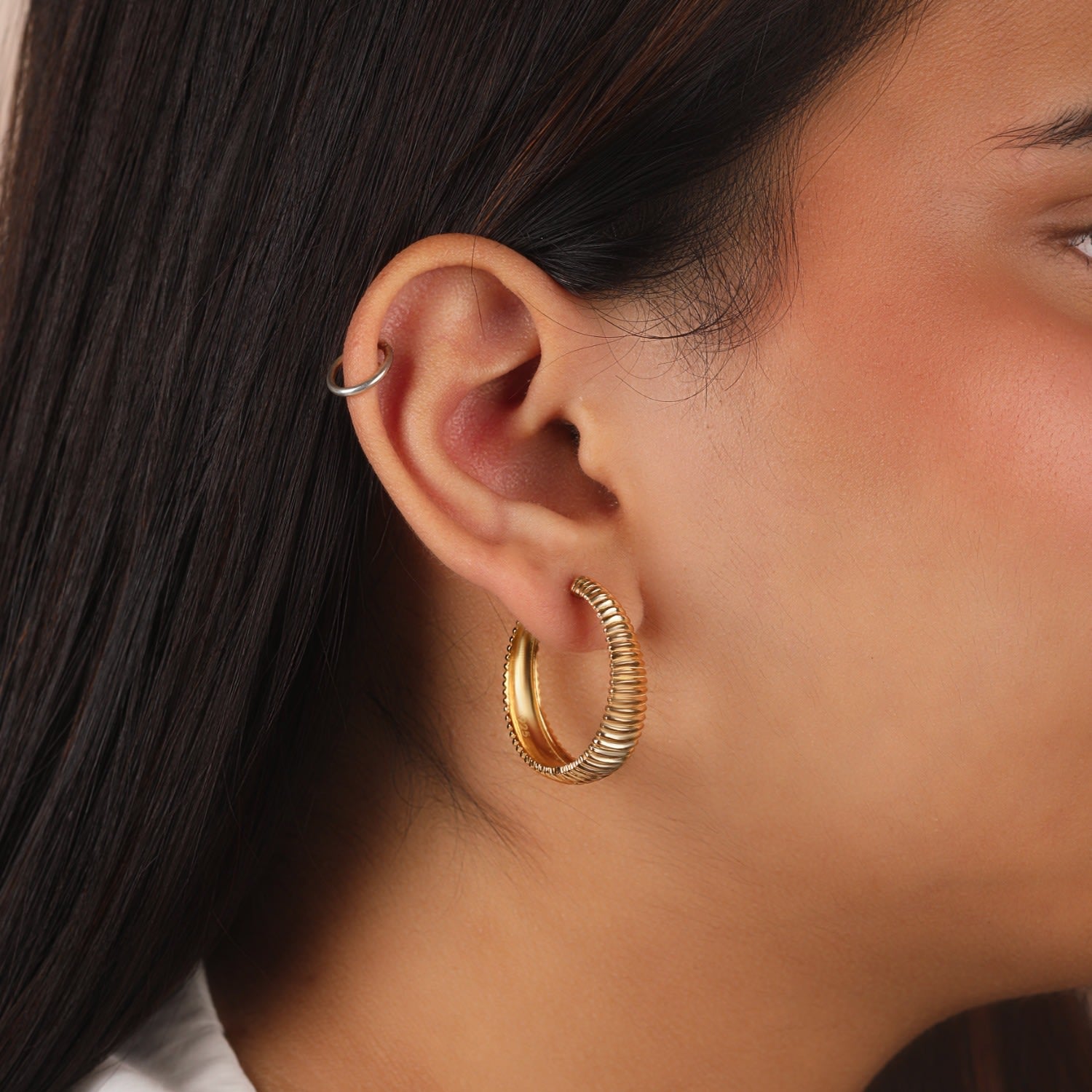 Ridged Hobo Vermeil Hoops