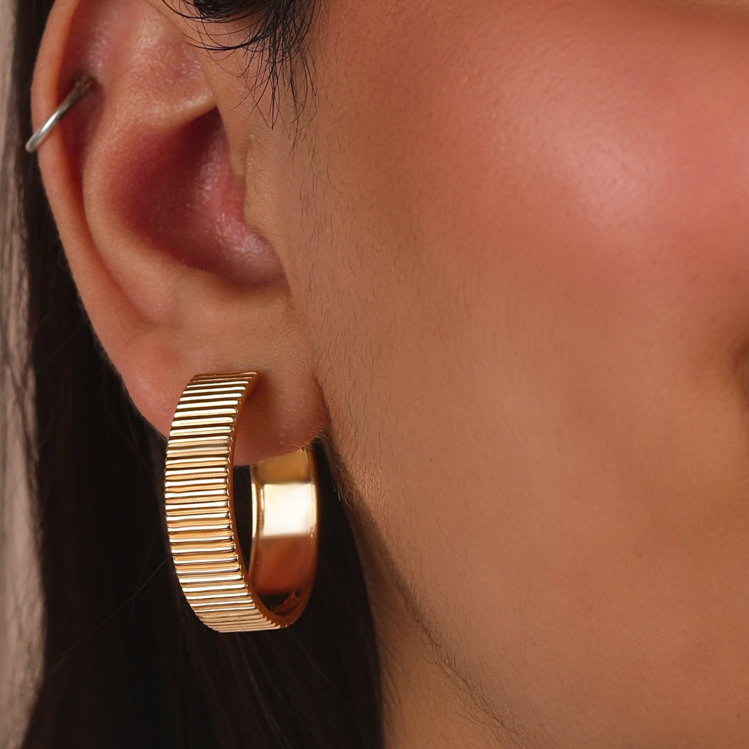 Ridged Wide Vermeil Hoops