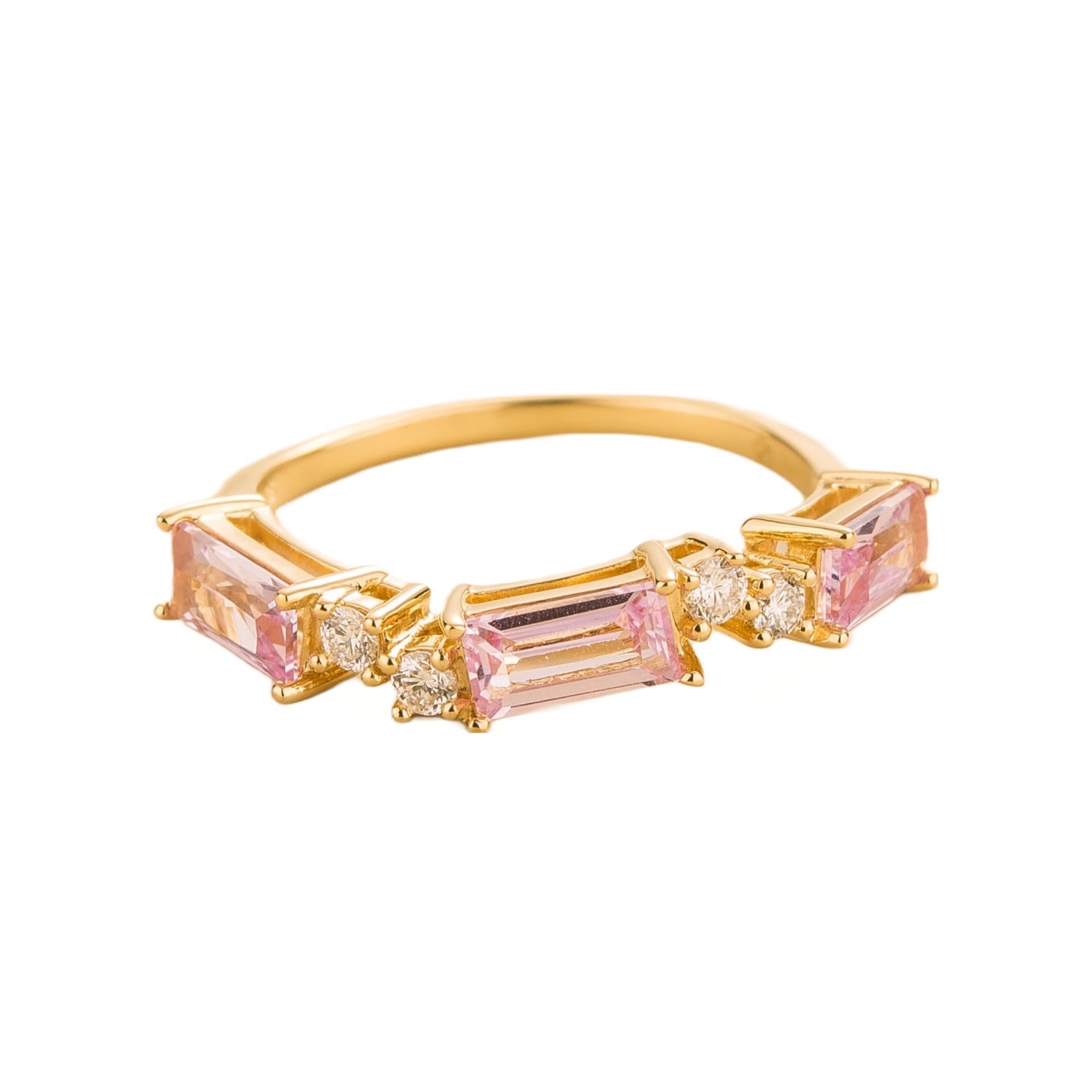 Forma Ring In Pink Sapphire & Diamond Set In Yellow Gold