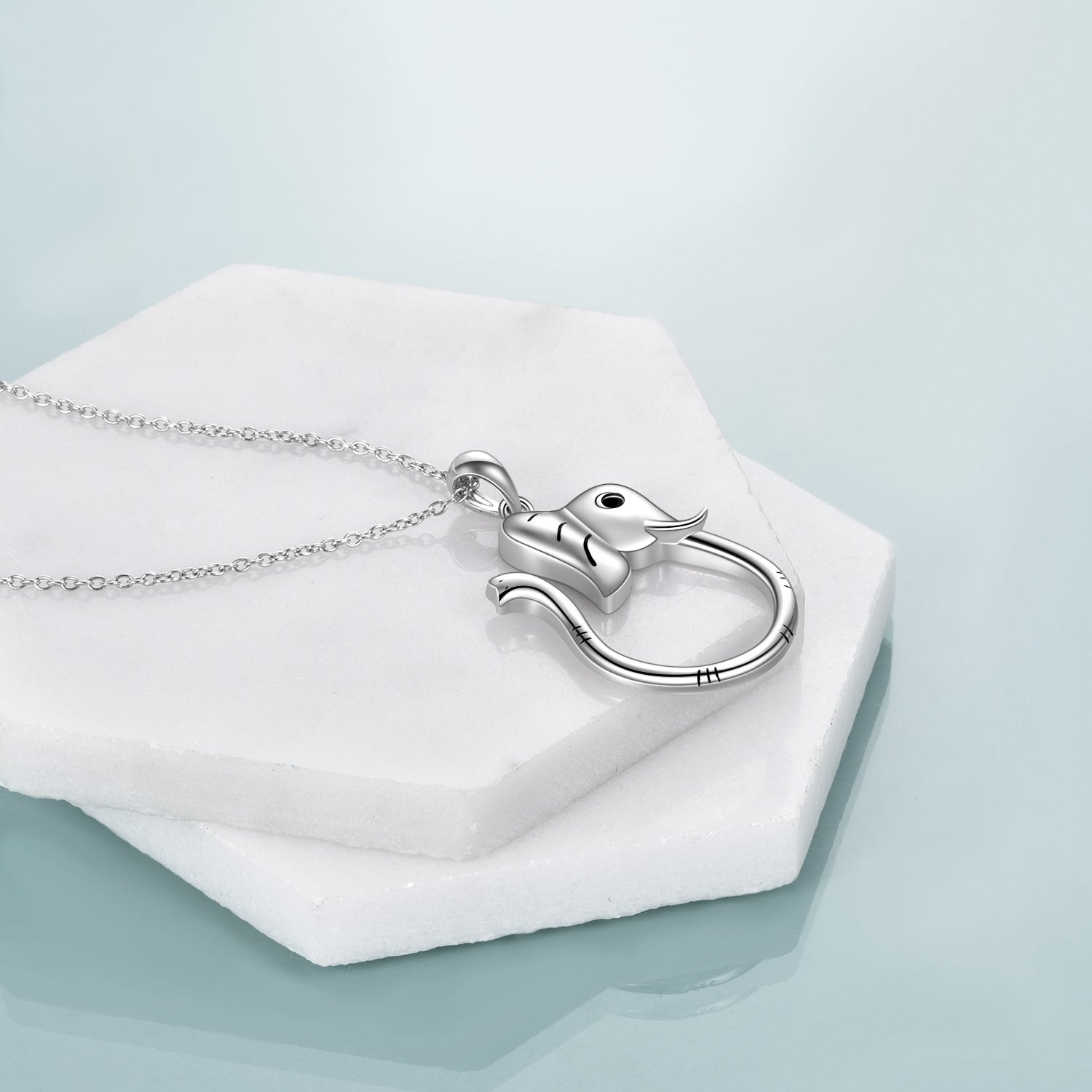 Sterling Silver Elephant & Ring Holder Necklace for Women Men