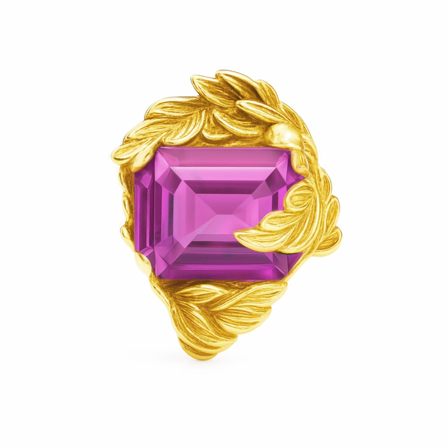 Ring In Sterling Silver-Gold Plated With Pink Zirconia – Coleus Quadratus - Unaloe Handmade Made In Italy