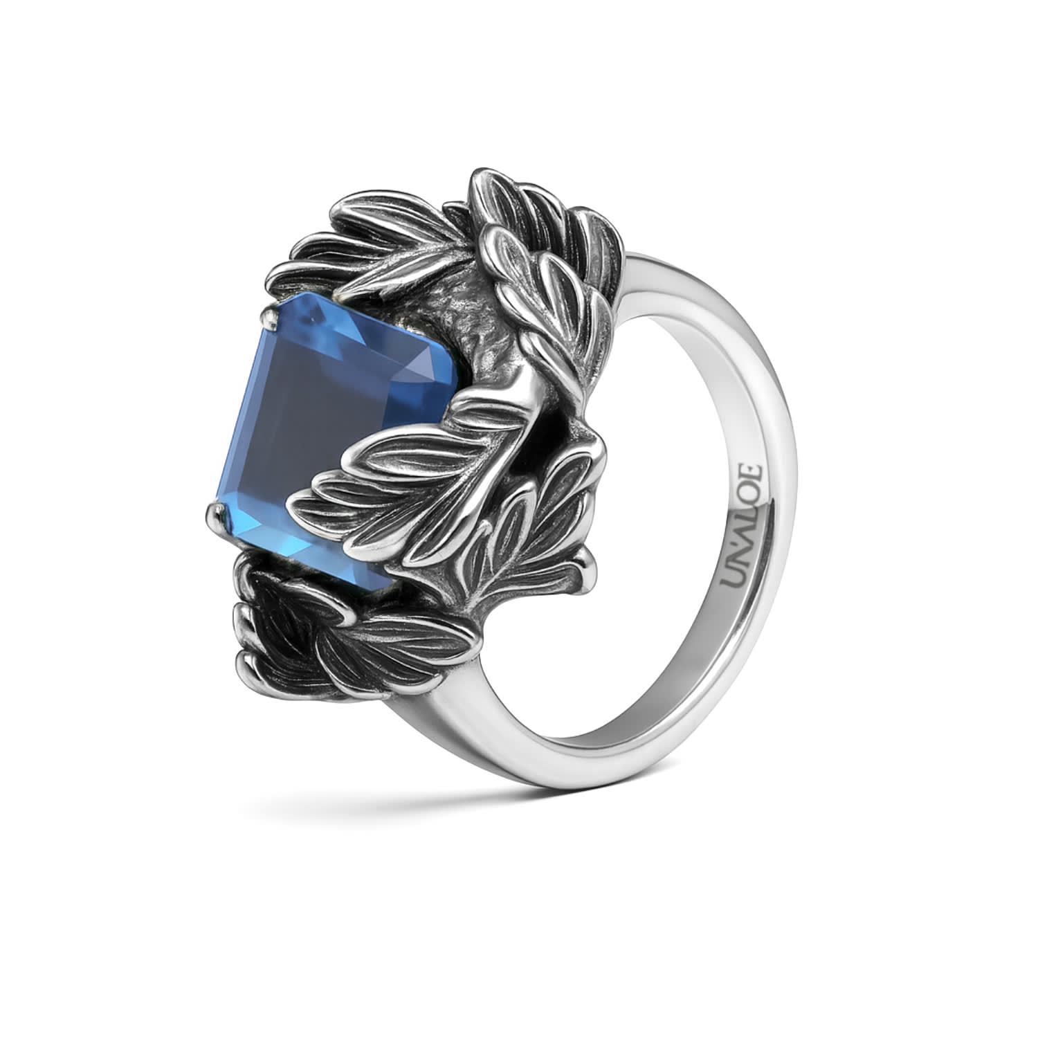 Ring In Sterling Silver With Royal Blue Zirconia – Coleus Quadratus - Unaloe Handmade Made In Italy