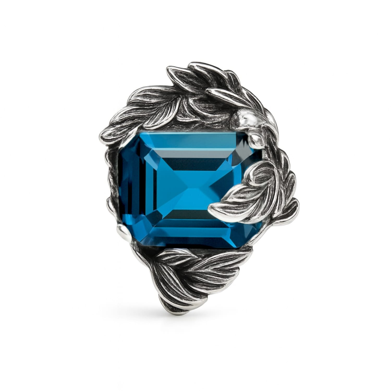 Ring In Sterling Silver With Royal Blue Zirconia – Coleus Quadratus - Unaloe Handmade Made In Italy