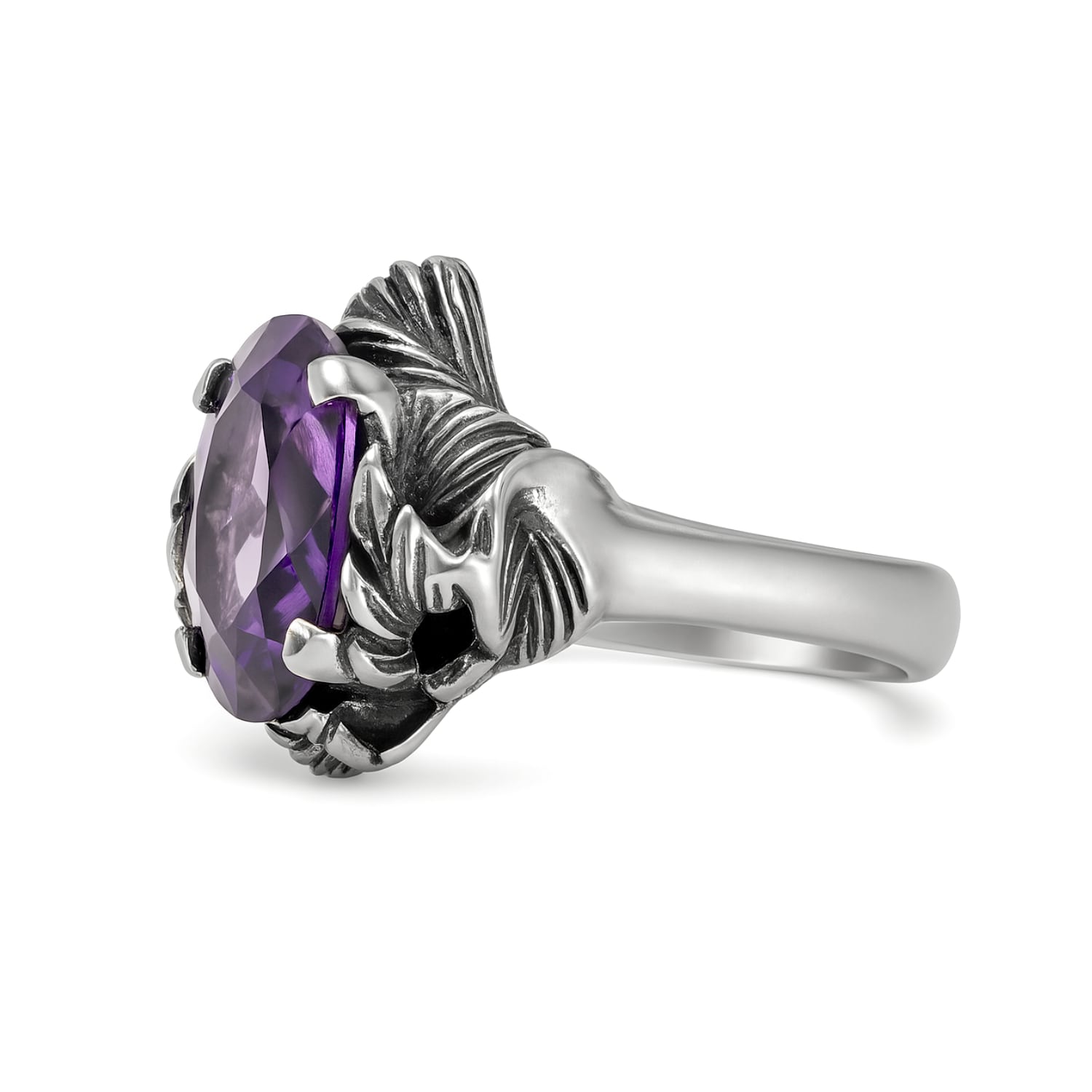 Ring In Sterling Silver With Violet Zirconia – Coleus Ovalis – Unaloe Handmade – Italian Designer Jewelry