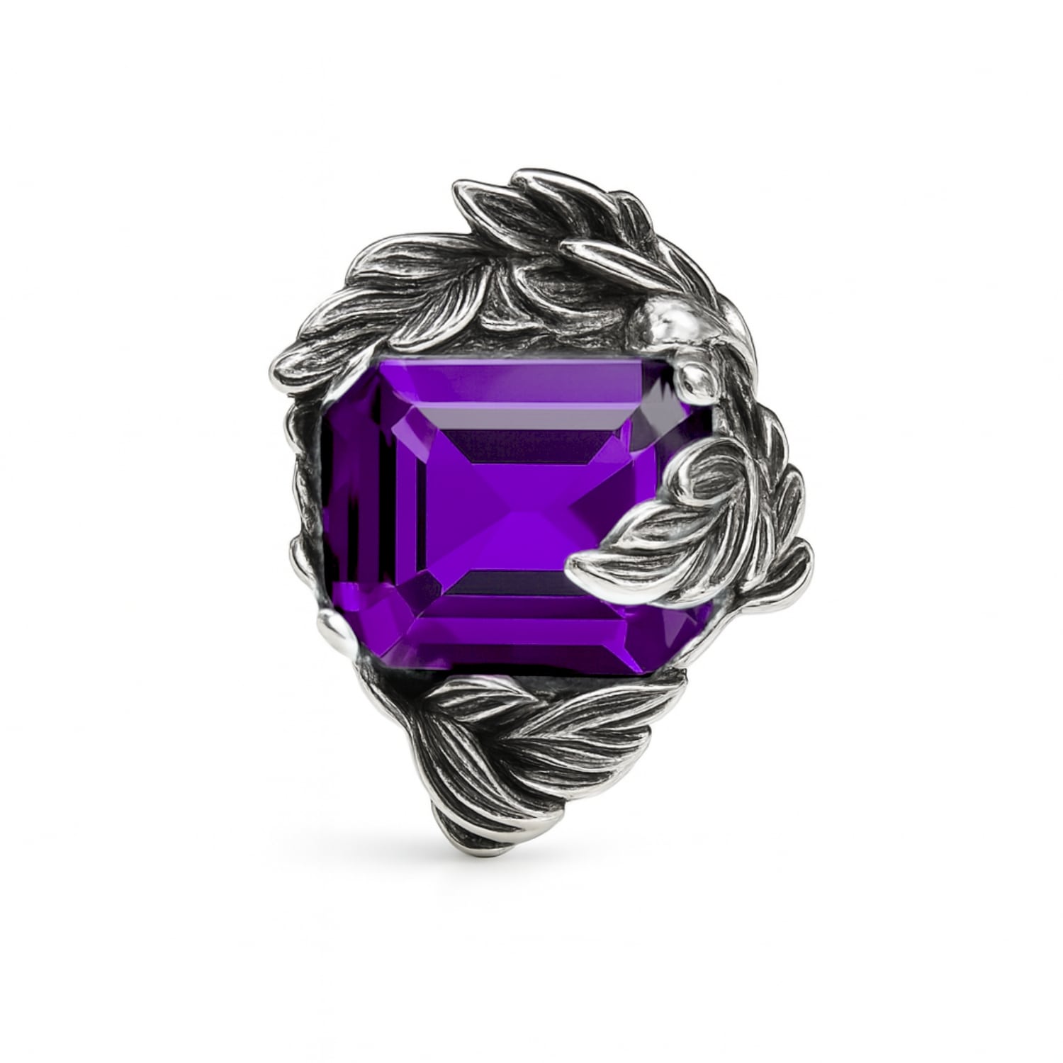 Ring In Sterling Silver With Violet Zirconia – Coleus Quadratus - Unaloe Handmade Made In Italy