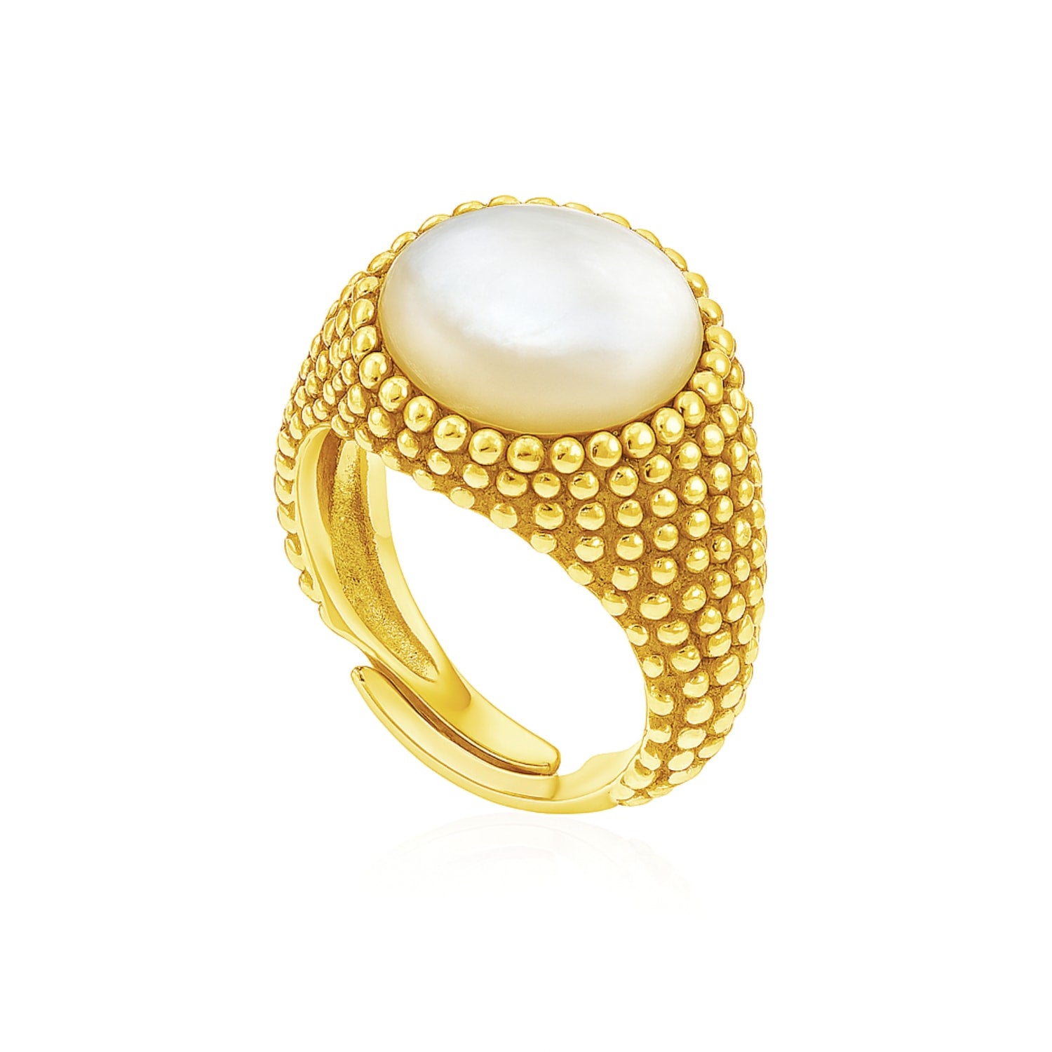 Ring Shield Gold-Plated With Luminous Mother Of Pearl
