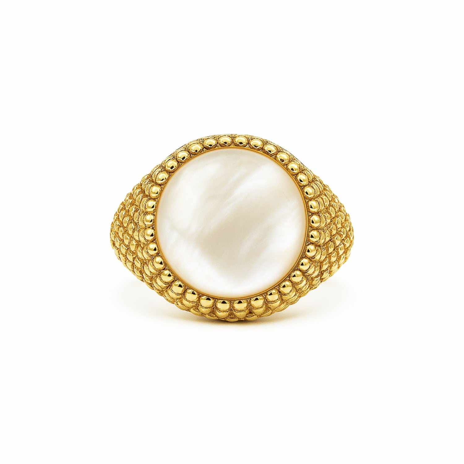 Ring Shield Gold-Plated With Luminous Mother Of Pearl