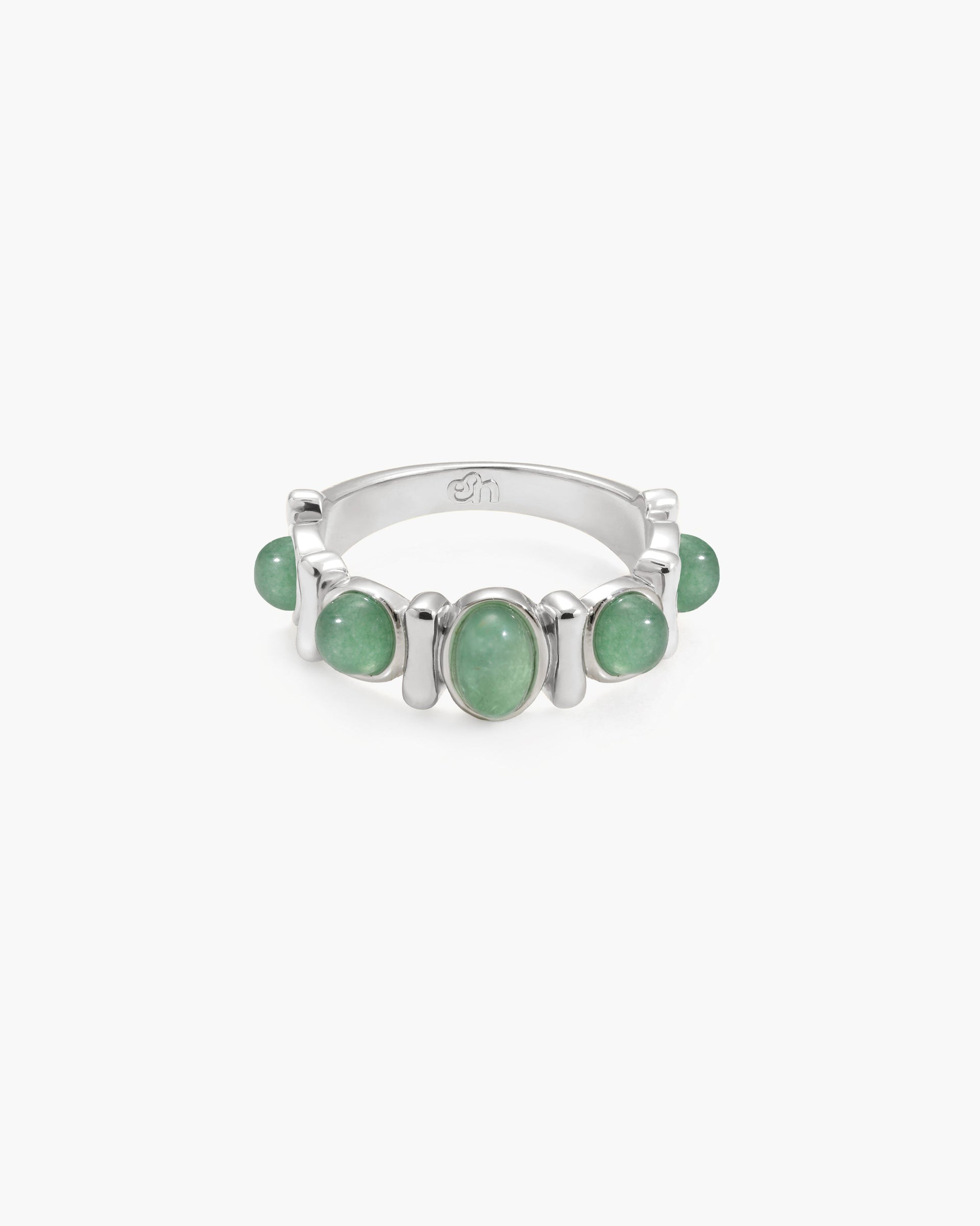 Green Aventurine Band Ring in Silver