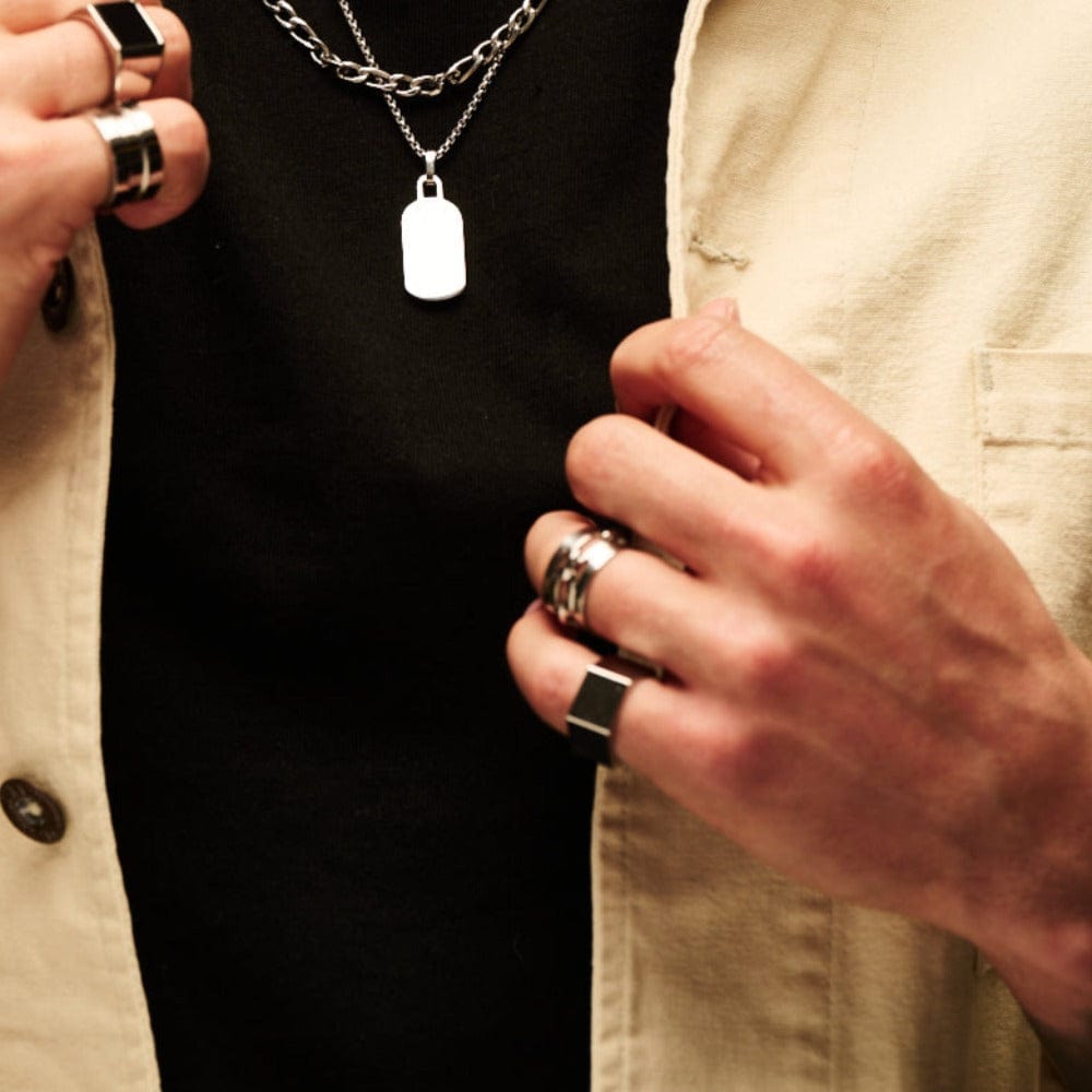 Clean Metal Hexagon Ring - Silver