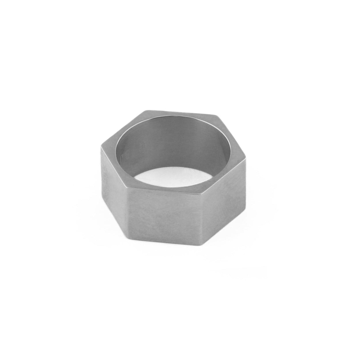 Clean Metal Hexagon Ring - Silver