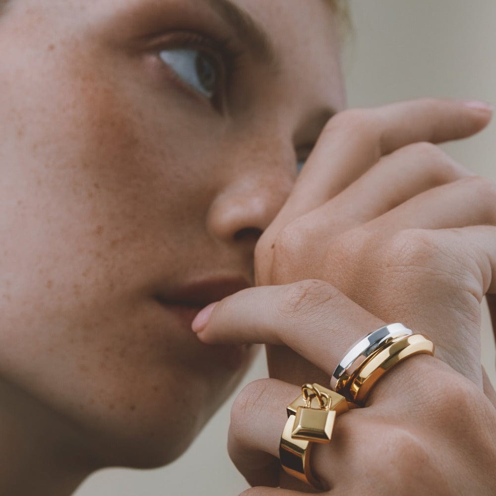 LUXE Bevelled Edge Ring - Silver