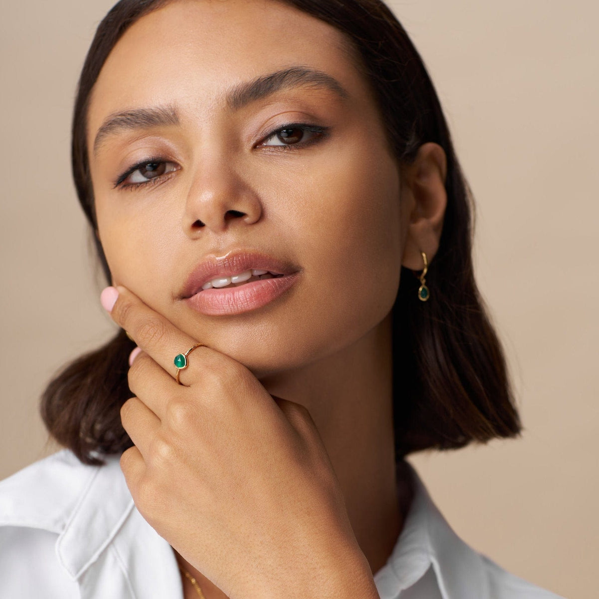 LUXE Green Onyx Teardrop Ring