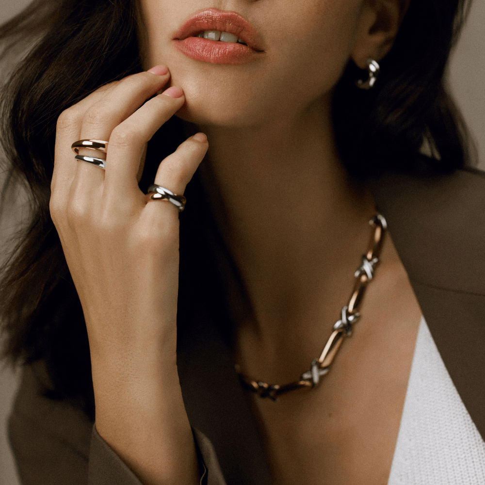LUXE Mixed Plate Interlocking Ring