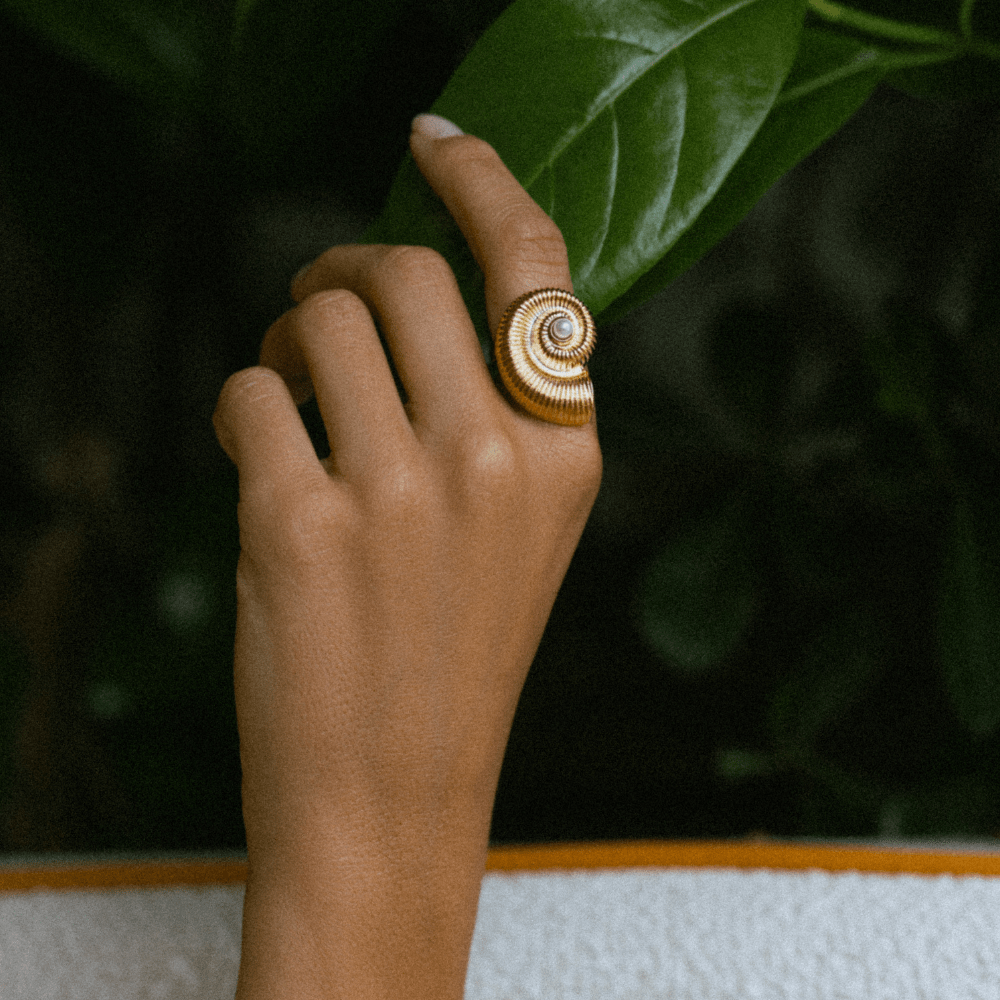 Statement Textured Ammonite Ring