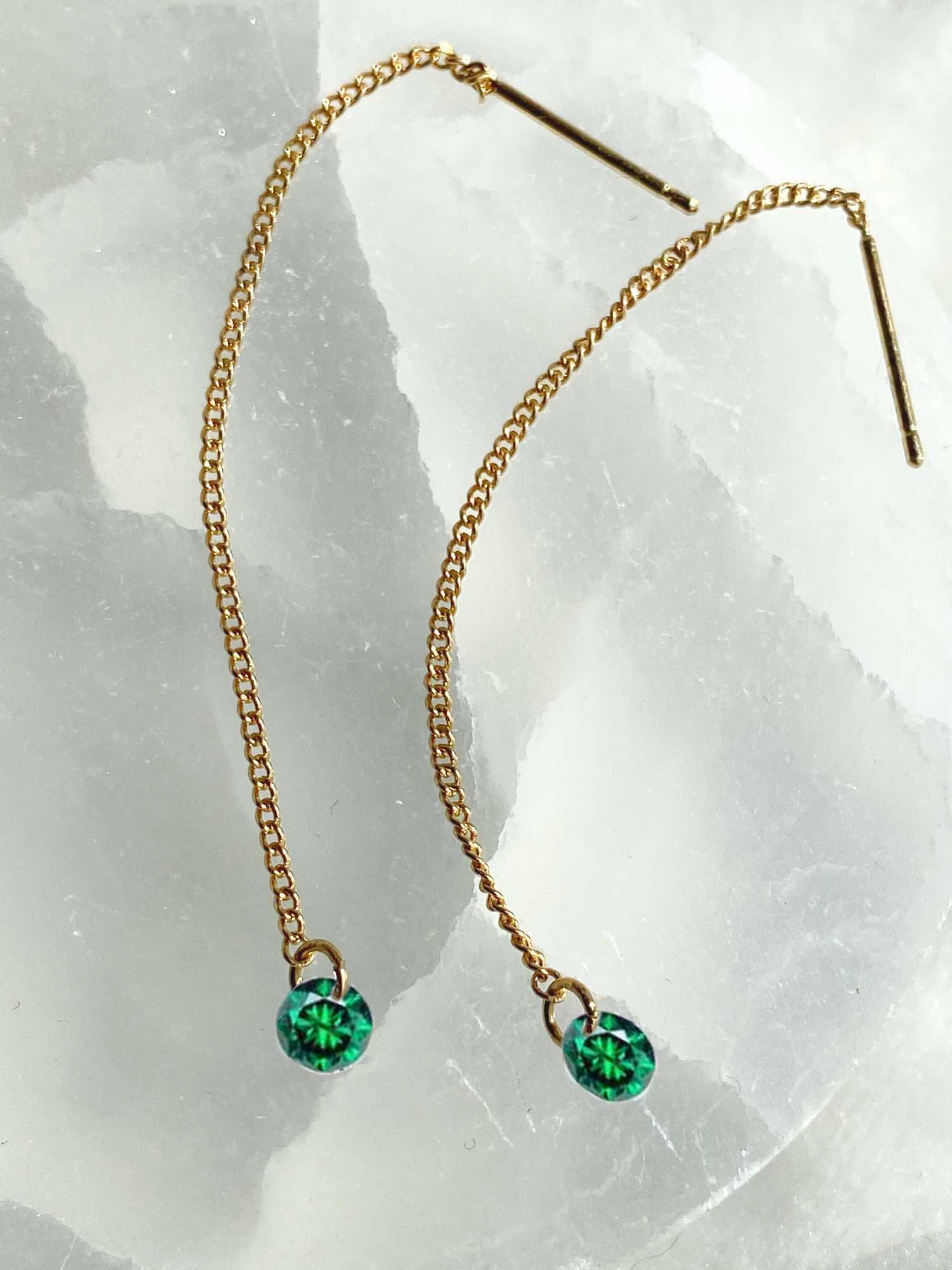 Rising Star Emerald Threader Earrings
