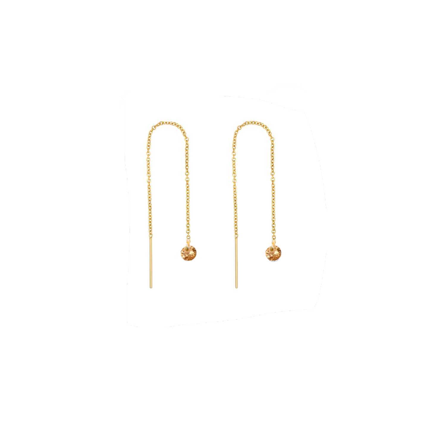 Rising Star Peach Sapphire Threader Earrings