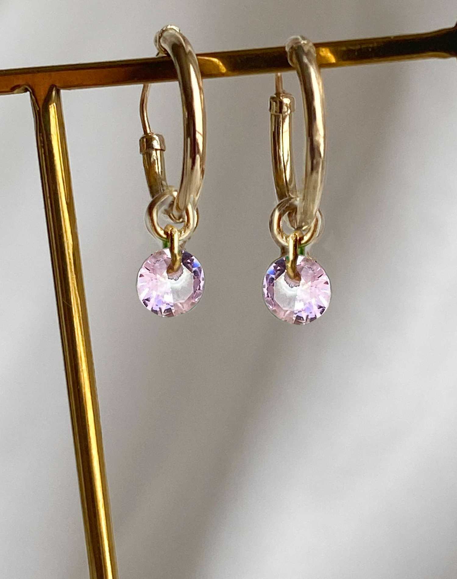 Rising Star Pink Sapphire Huggie Hoops