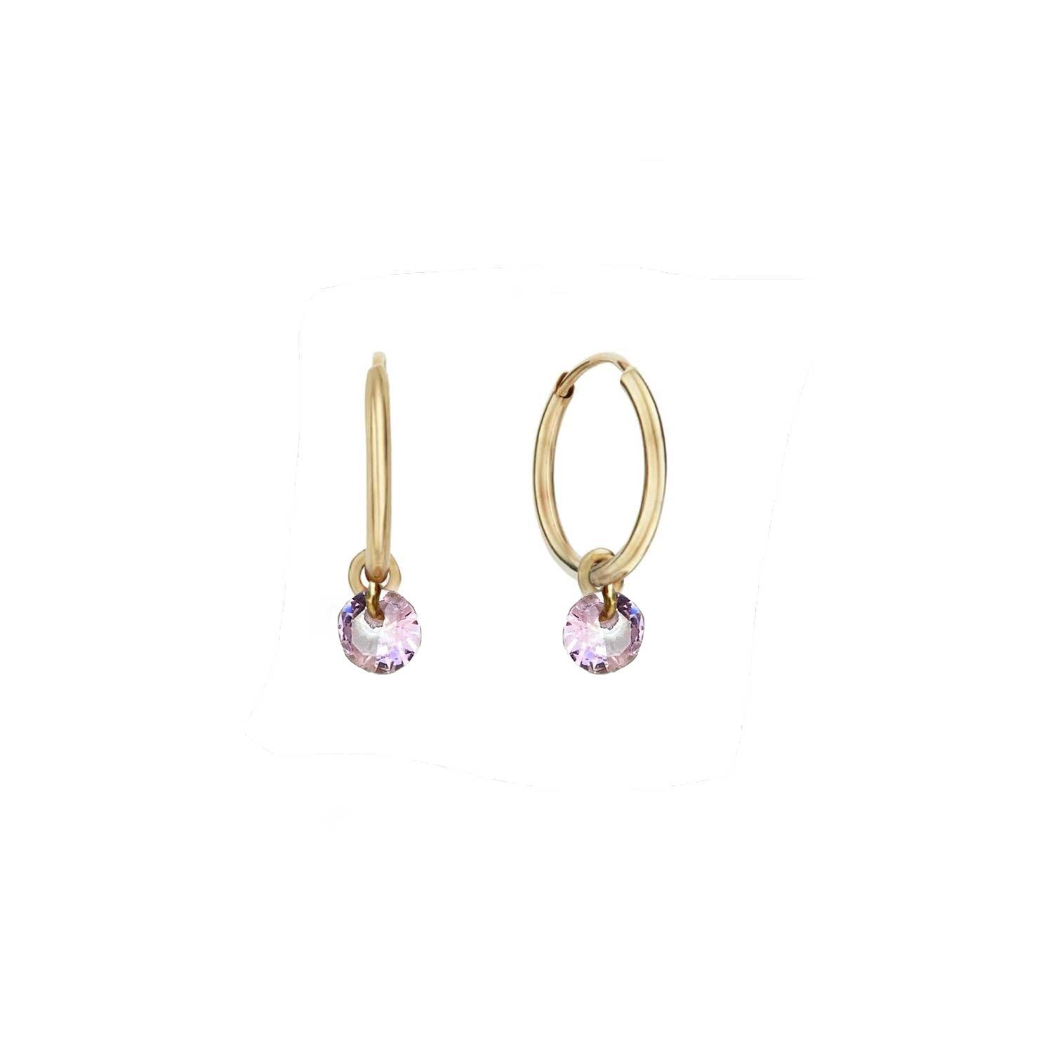 Rising Star Pink Sapphire Huggie Hoops