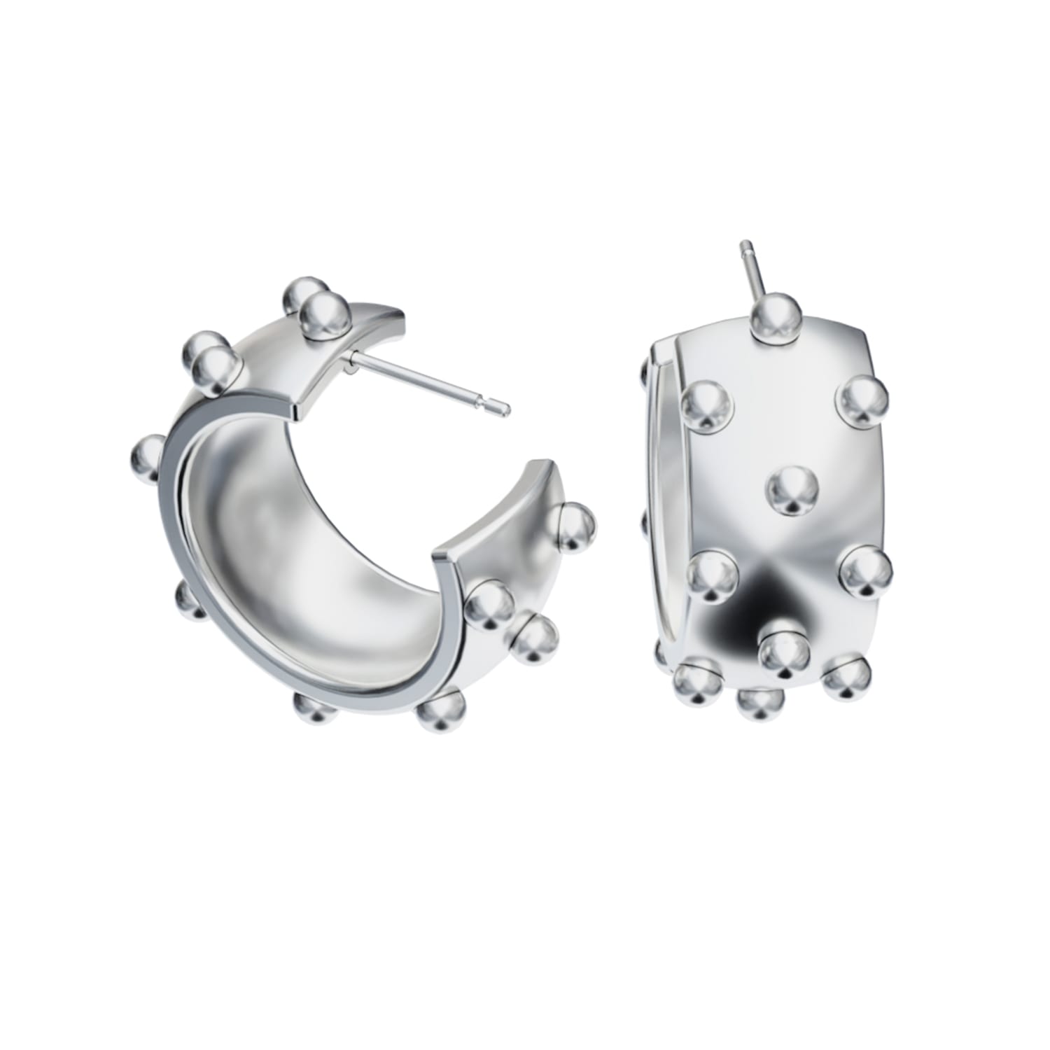Rivet Riot Huggie Earrings - Sterling Silver