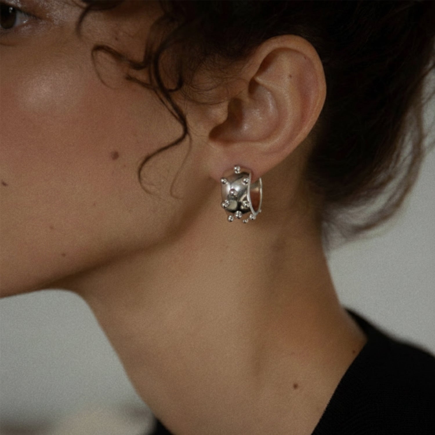 Rivet Riot Huggie Earrings - Sterling Silver