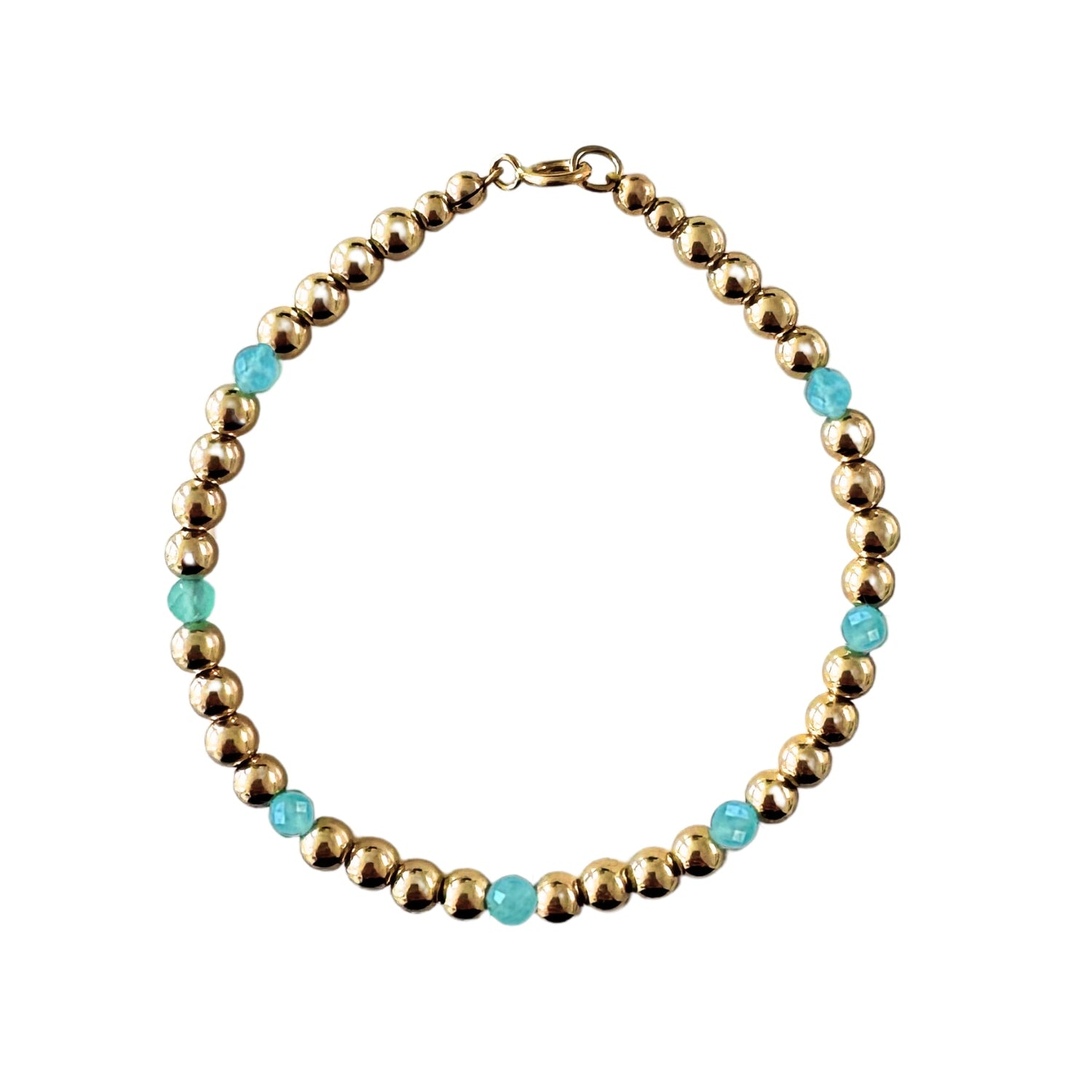 Gold Bead And Amazonite Stone Bracelet