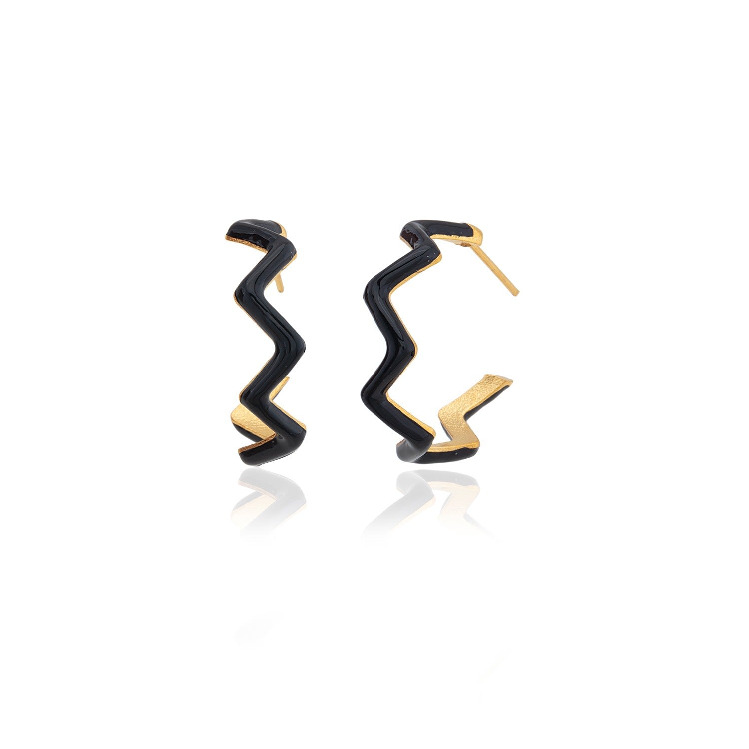 Black Zig Zag Hoop Earrings