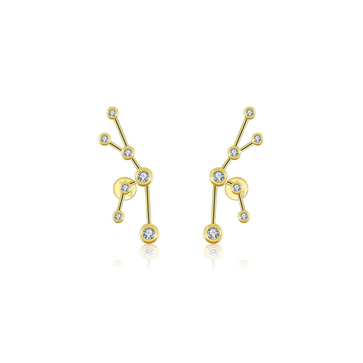 Taurus Zodiac Constellation Earring 18K Yellow Gold & Diamond