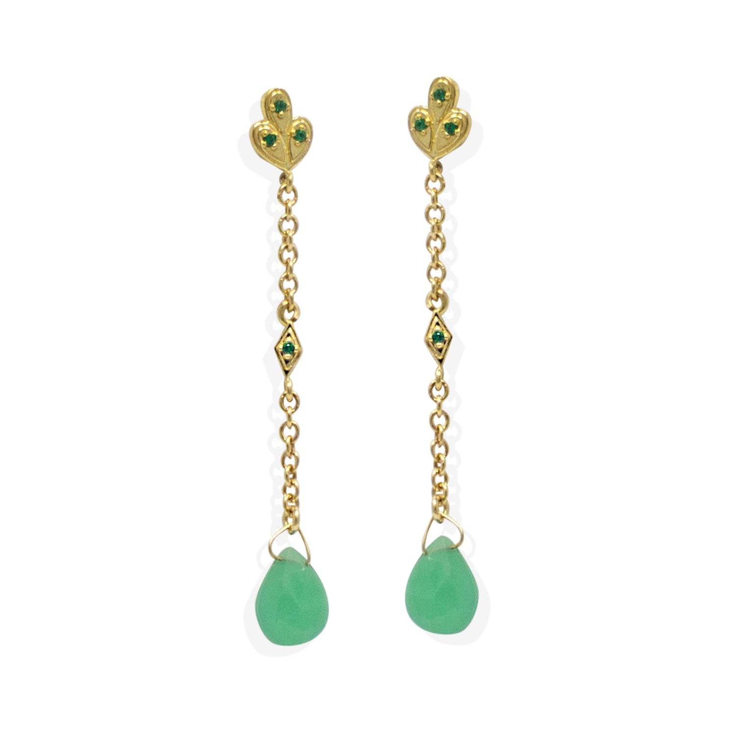 Luccichio Deco Gold-Plated Chrysoprase Earrings