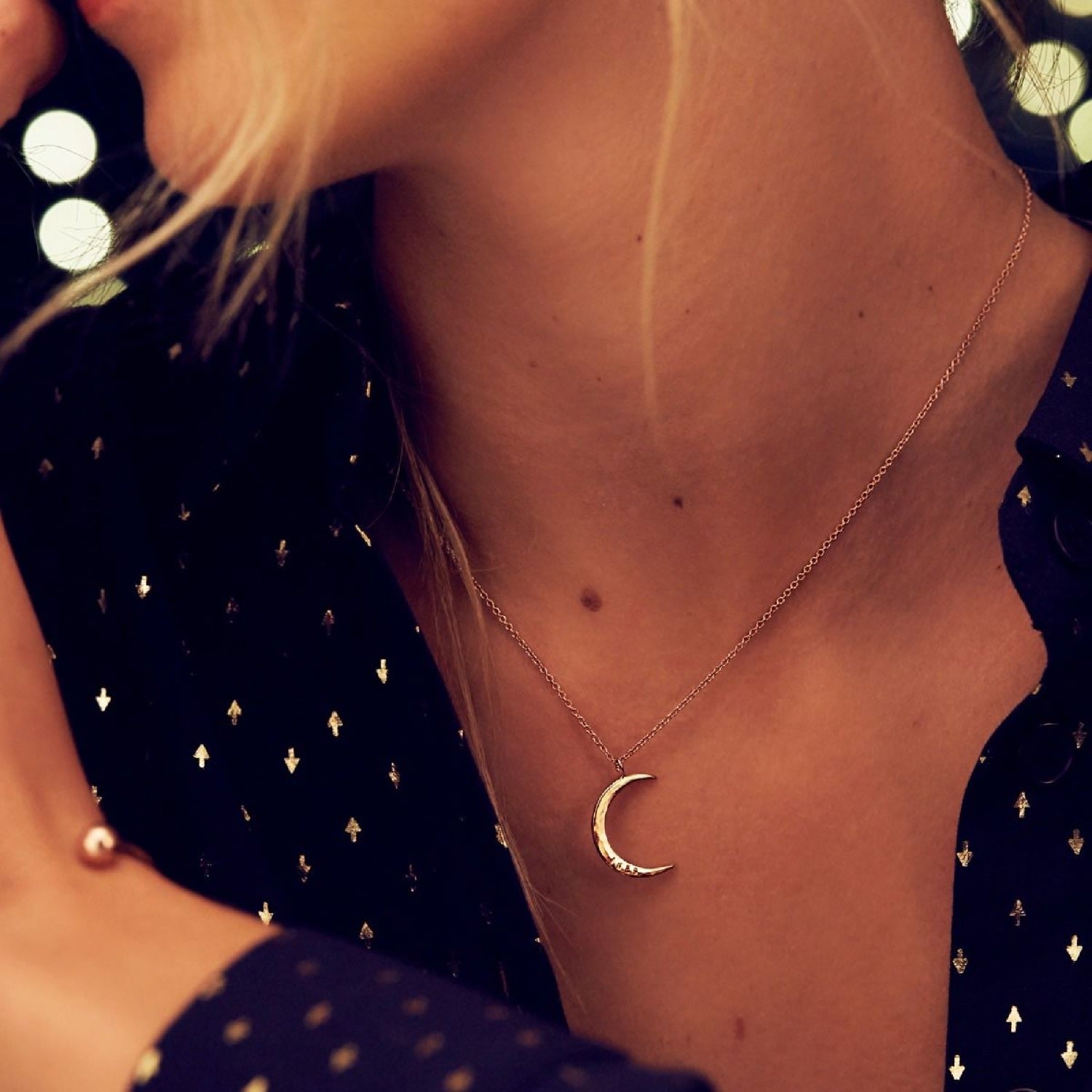 Gold Plated Crescent Moon Necklace