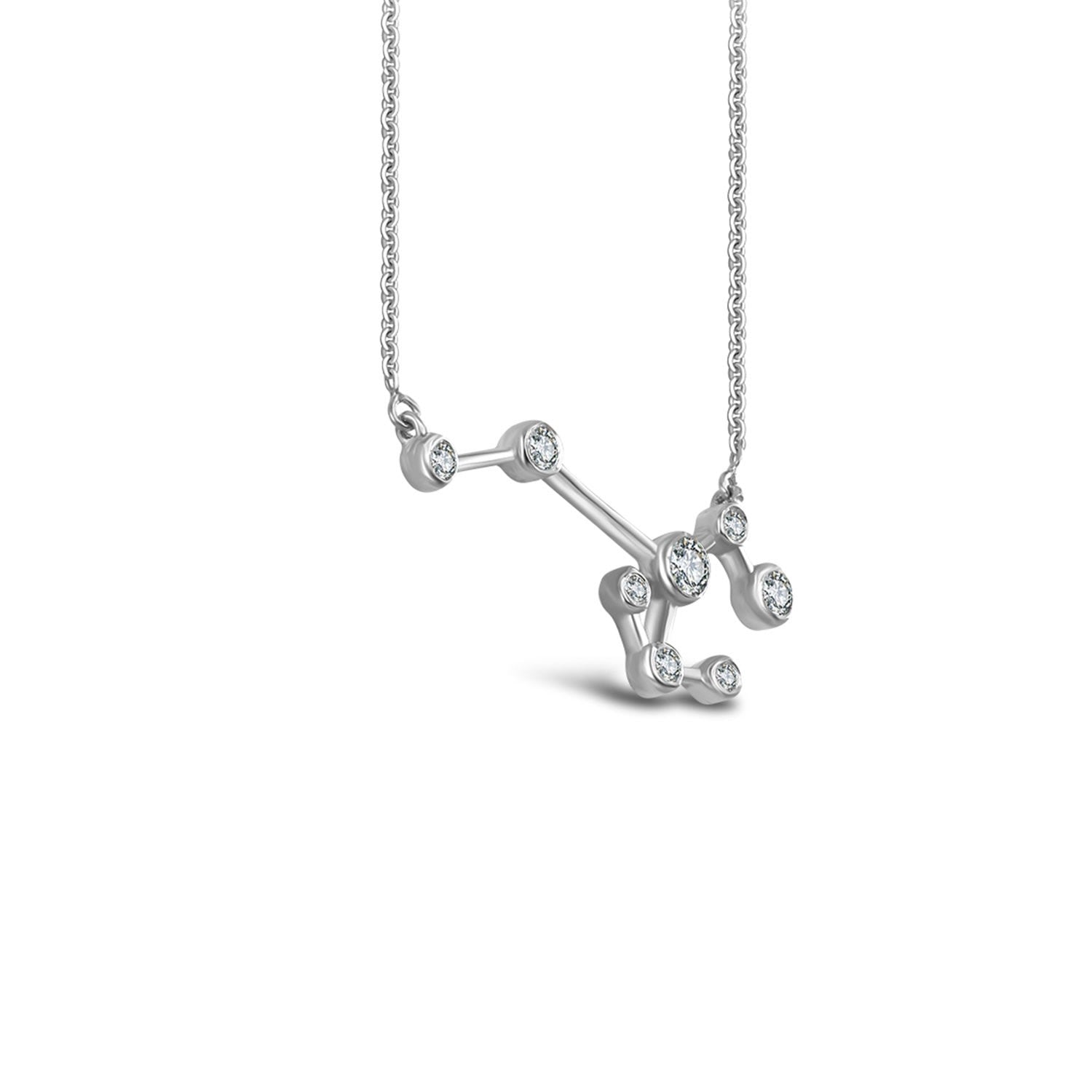 Sagittarius Zodiac Constellation Necklace 18K White Gold & Diamond