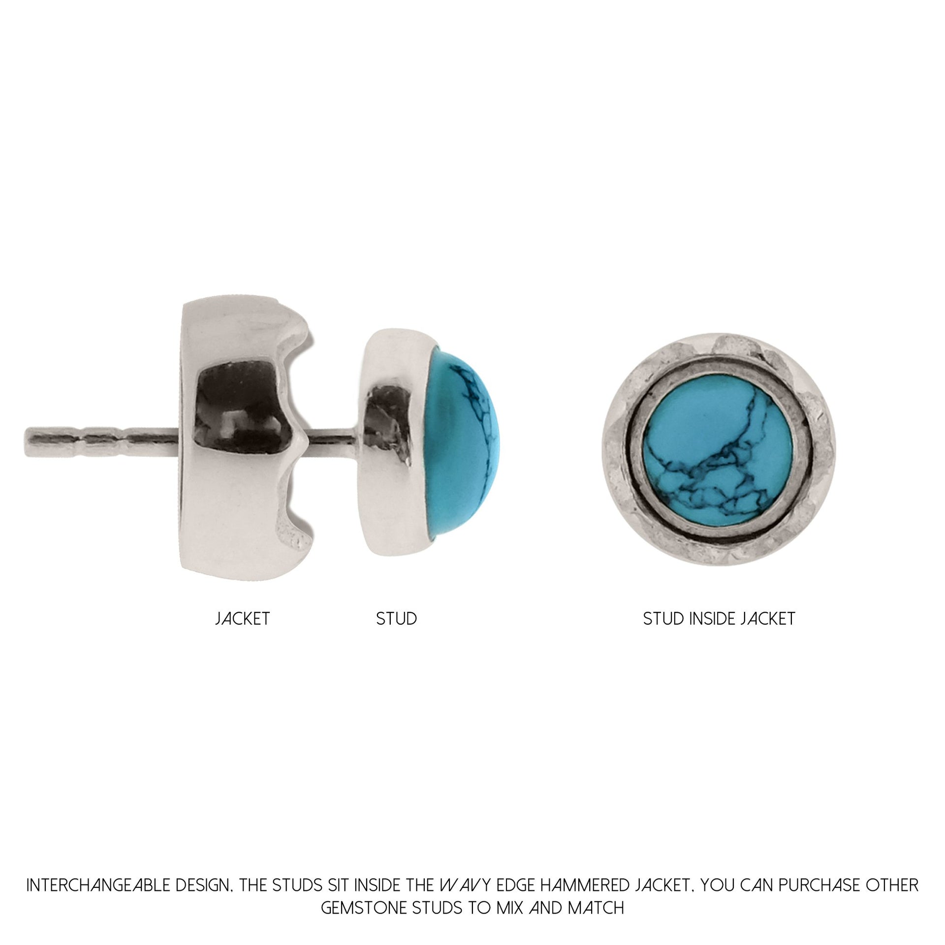 Maya Interchangeable Silver Stud Earrings - Turquoise