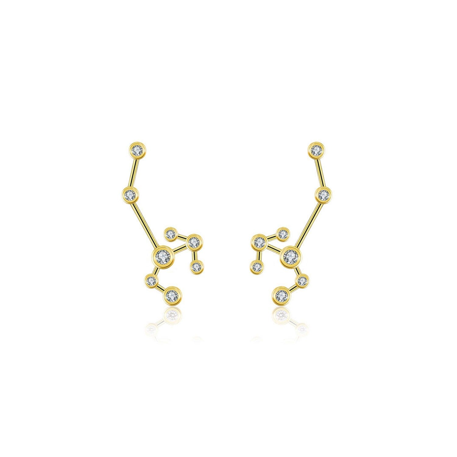 Sagittarius Zodiac Constellation Earring 18K Yellow Gold & Diamond