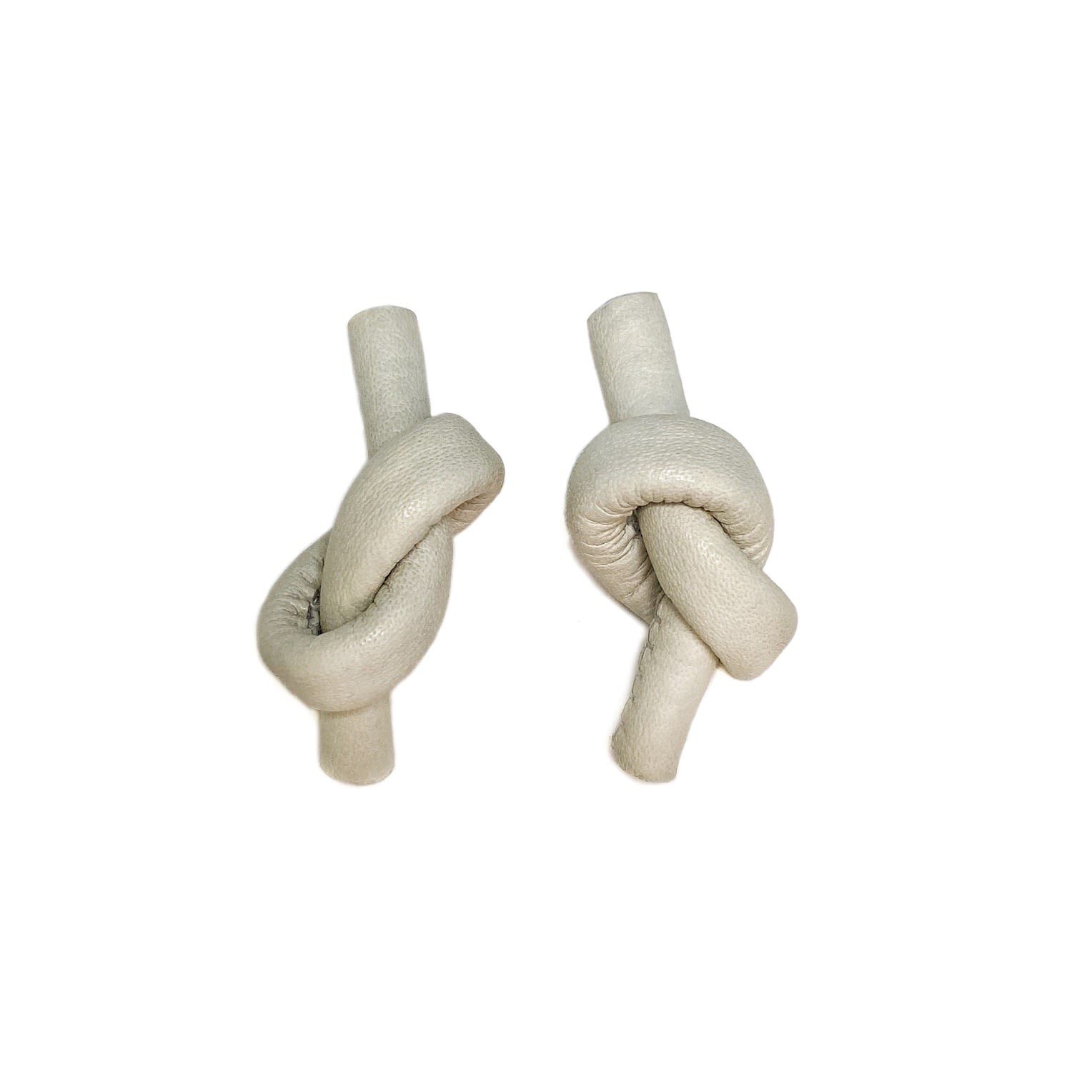 Ivory Knot Leather Earrings