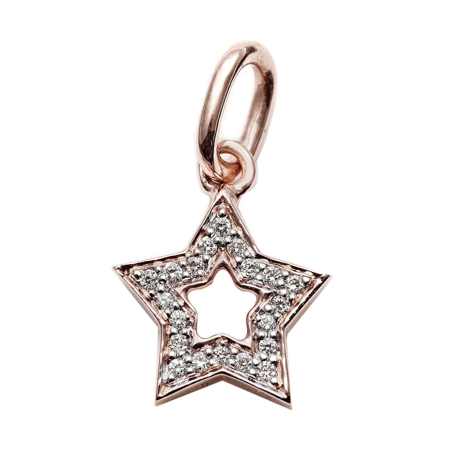 Diamond Studded Super Star Pendant In Rose Gold