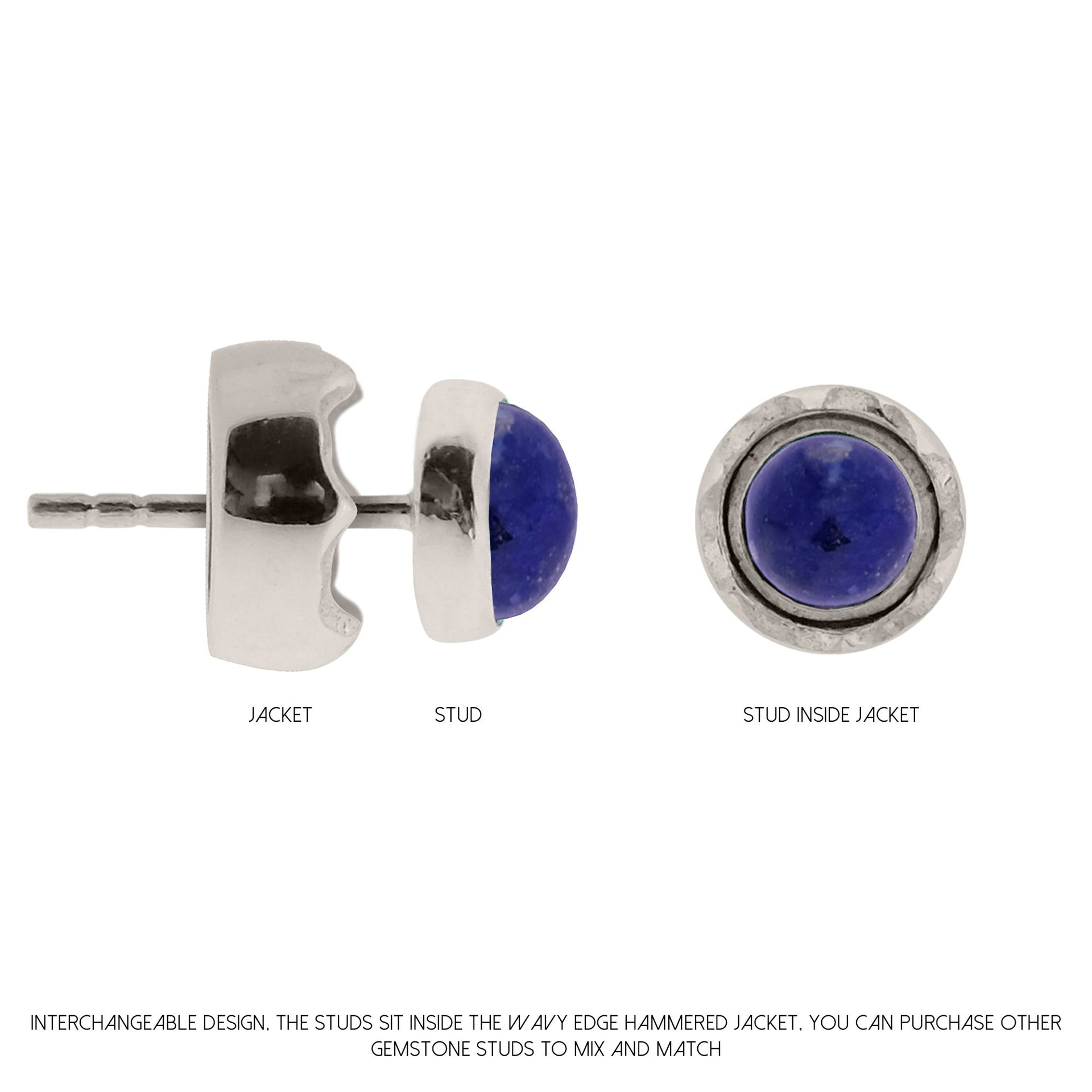 Maya Interchangeable Silver Stud Earrings - Lapis Lazuli