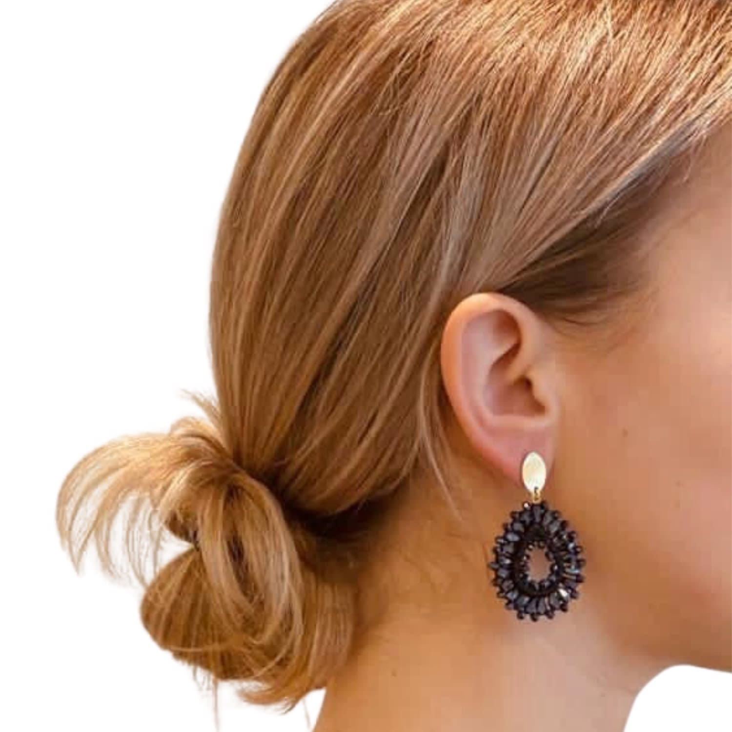 Robin Silk Crystal S Black Earrings