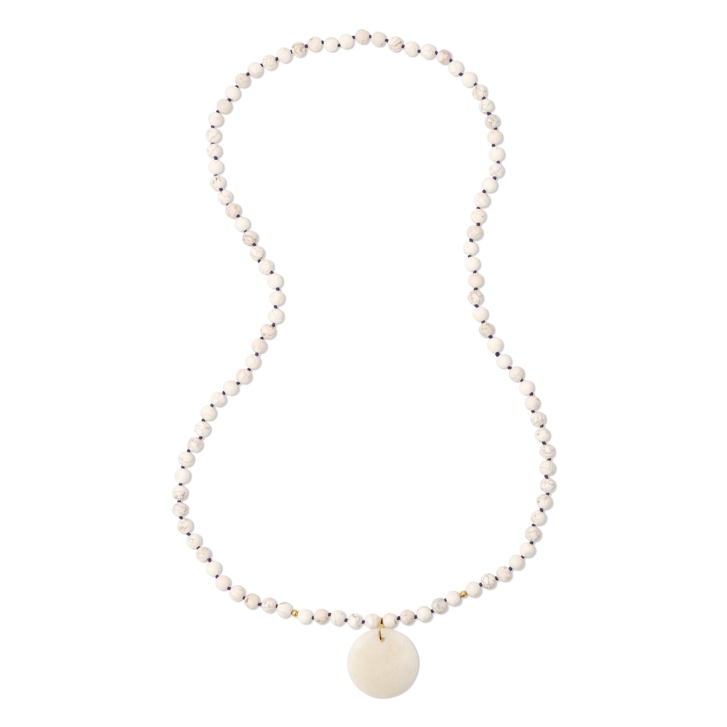 Rockabye Long Pendant Gemstone Necklace - White Howlite - White Jade Pendant