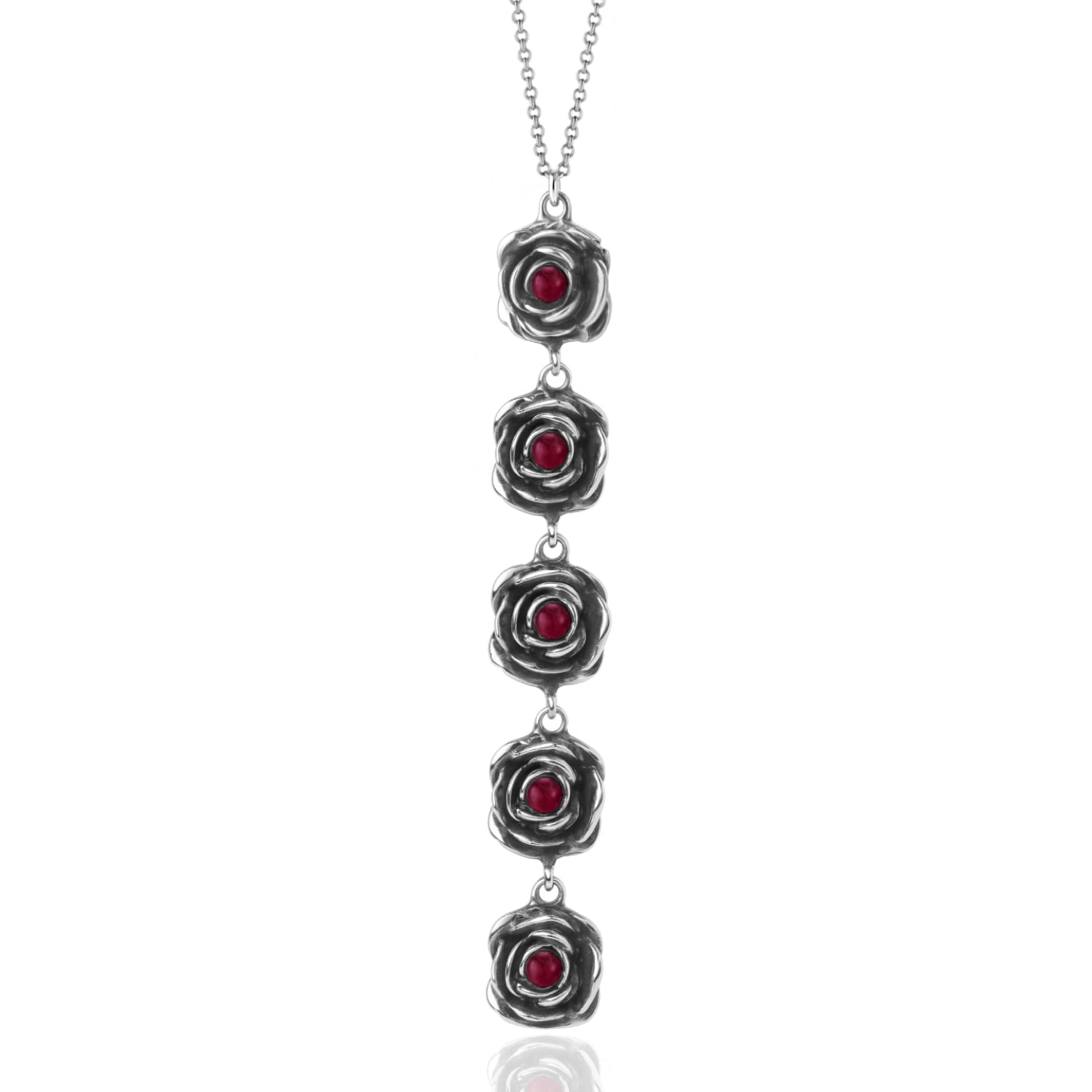 Rocks Necklace Silver With Natural Ruby