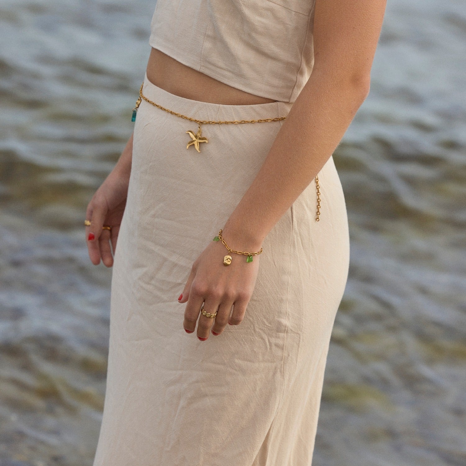 Rocky Bracelet Green Sea Glass