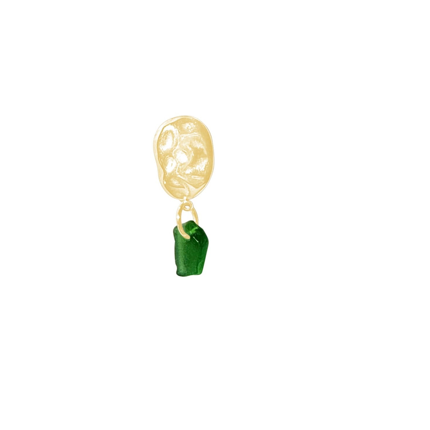 Rocky Earring Green Sea Glass Gold