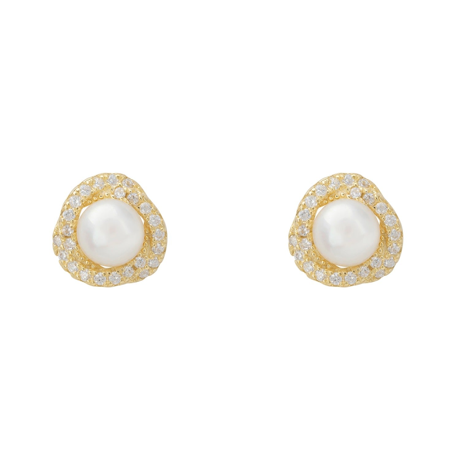 Rococo Pearl Stud Earrings Gold