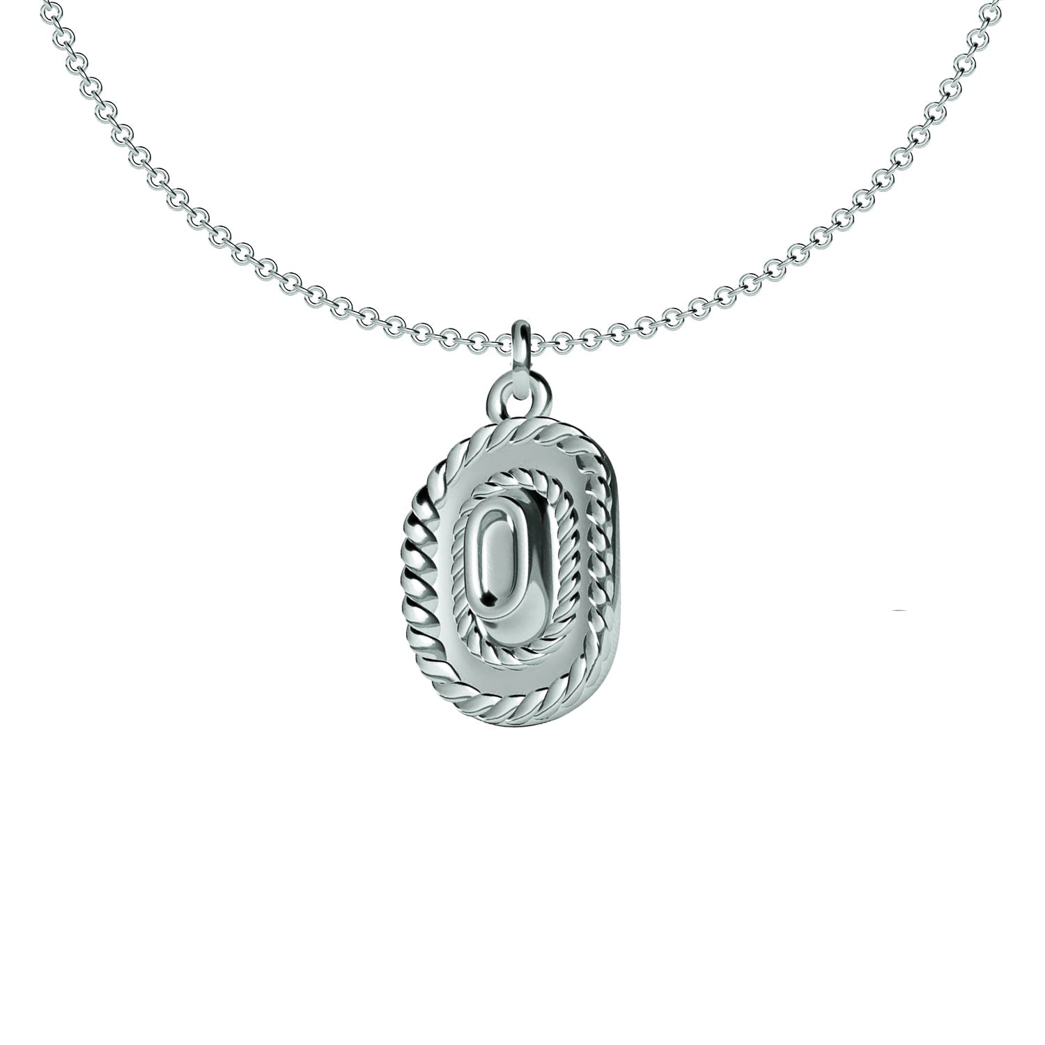 Rodeo Cowboy Hat Silver Pendant Necklace