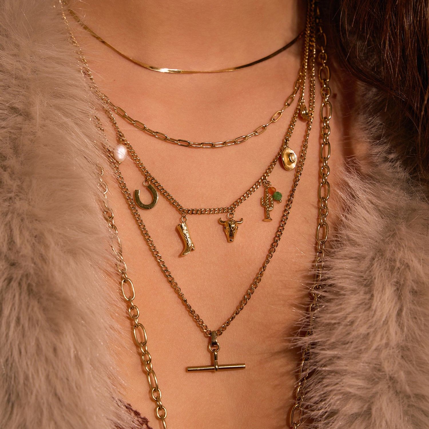 Rodeo Gold Charm Necklace