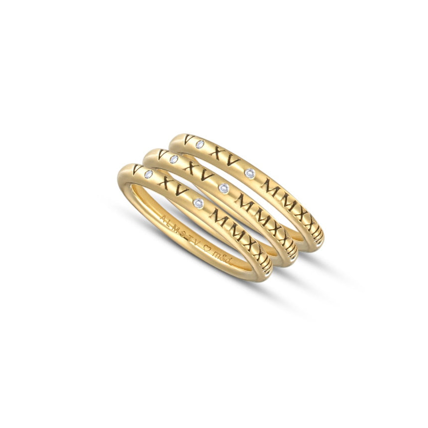 Roman Numeral Ring with Diamonds