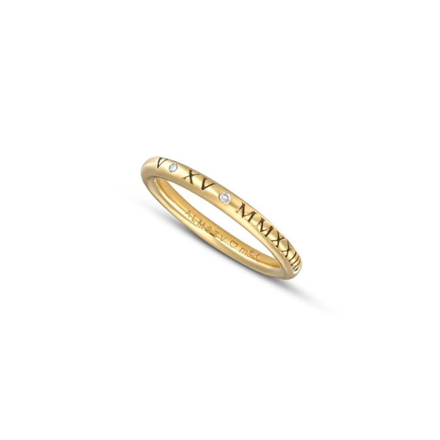 Roman Numeral Ring with Diamonds